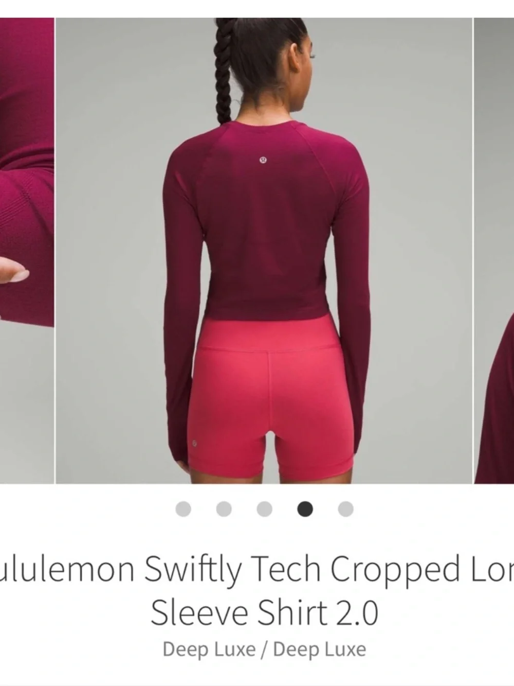Lululemon Swiftly Tech cropped Long Sleeve Shirt 2.0 Deep Luxe  Sz 4